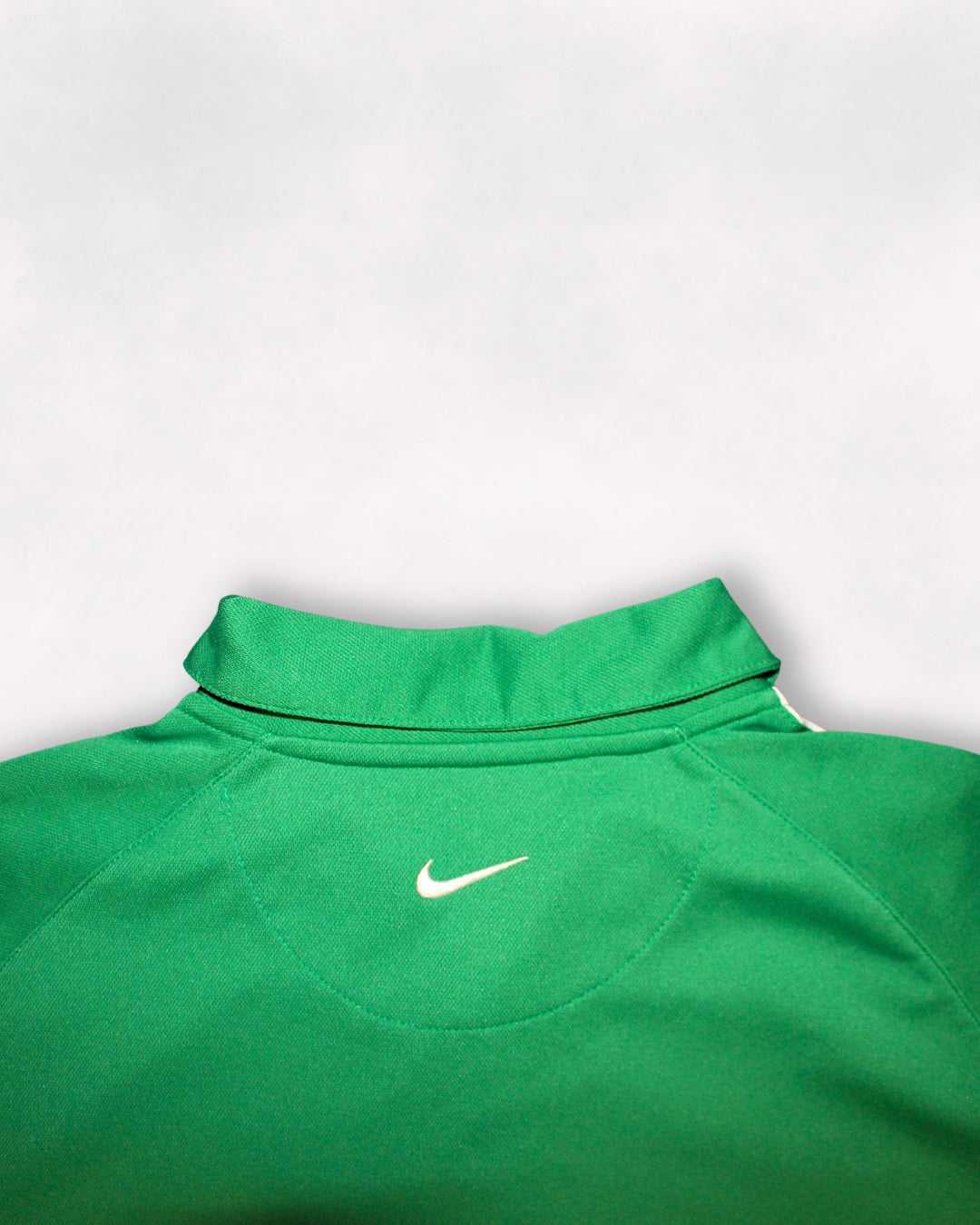 Nike Y2K Green and White Stripes Polo