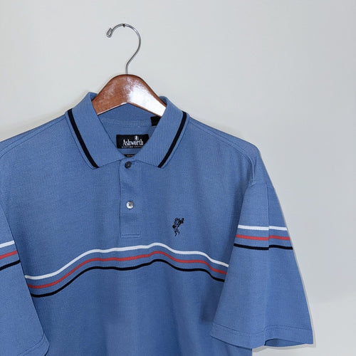 Ashworth Triple Stripe Blue Polo