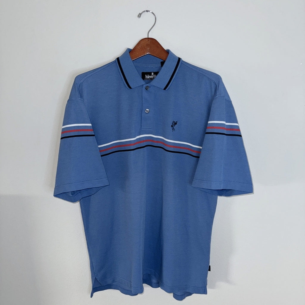 Ashworth Triple Stripe Blue Polo