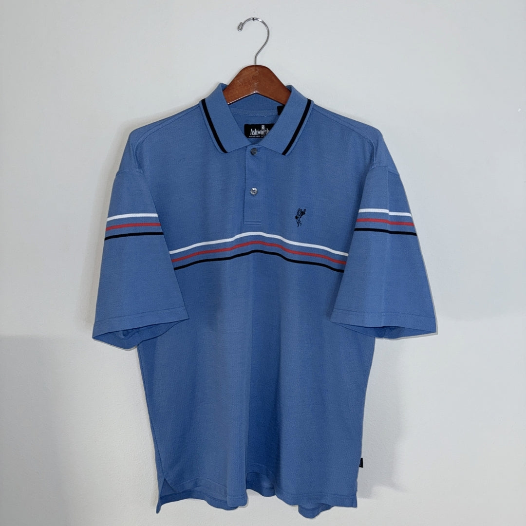 Ashworth Triple Stripe Blue Polo