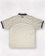 Back view of a patterned shirt on a white background