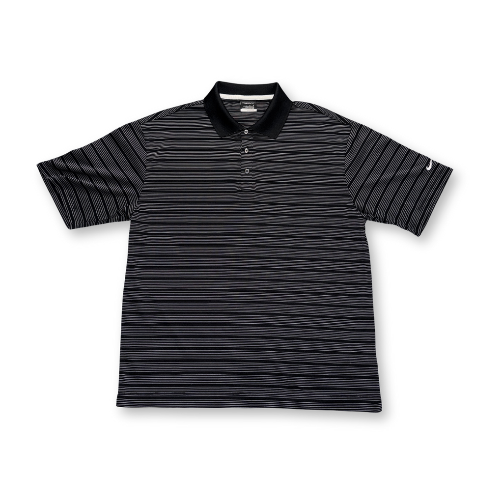 Nike FitDry Black/White Striped Polo