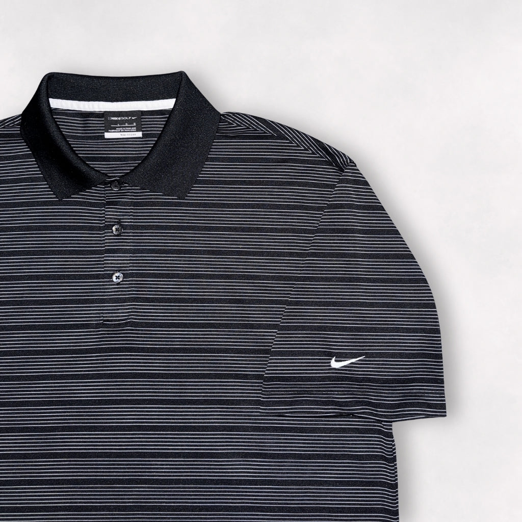 Nike FitDry Black/White Striped Polo