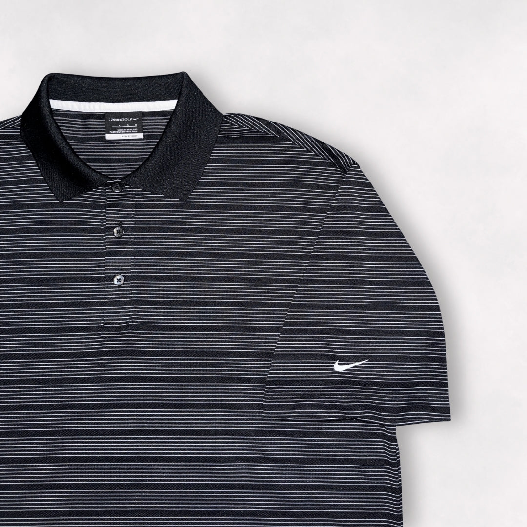 Nike FitDry Black/White Striped Polo