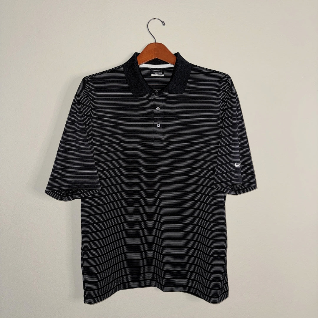 Nike FitDry Black/White Striped Polo
