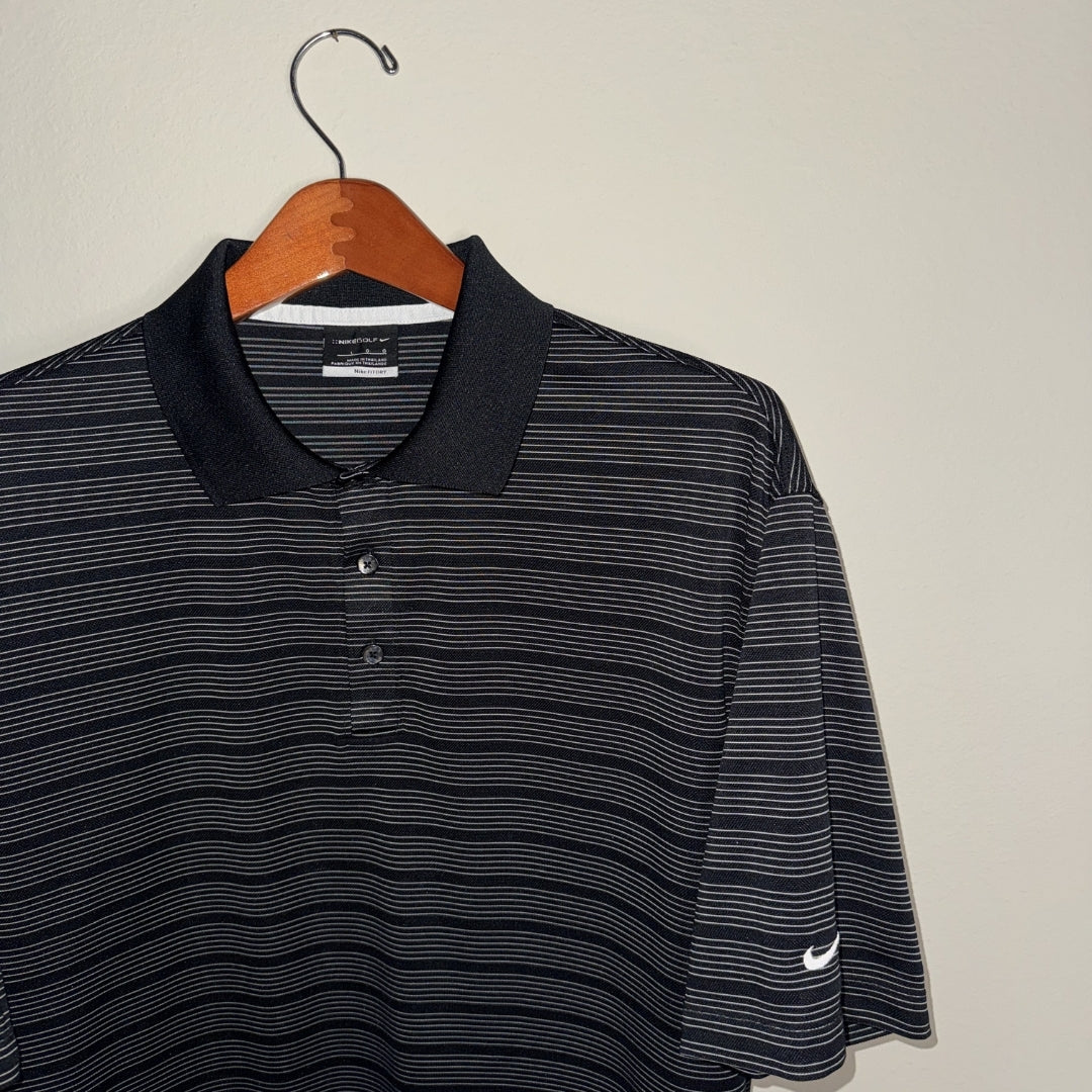 Nike FitDry Black/White Striped Polo
