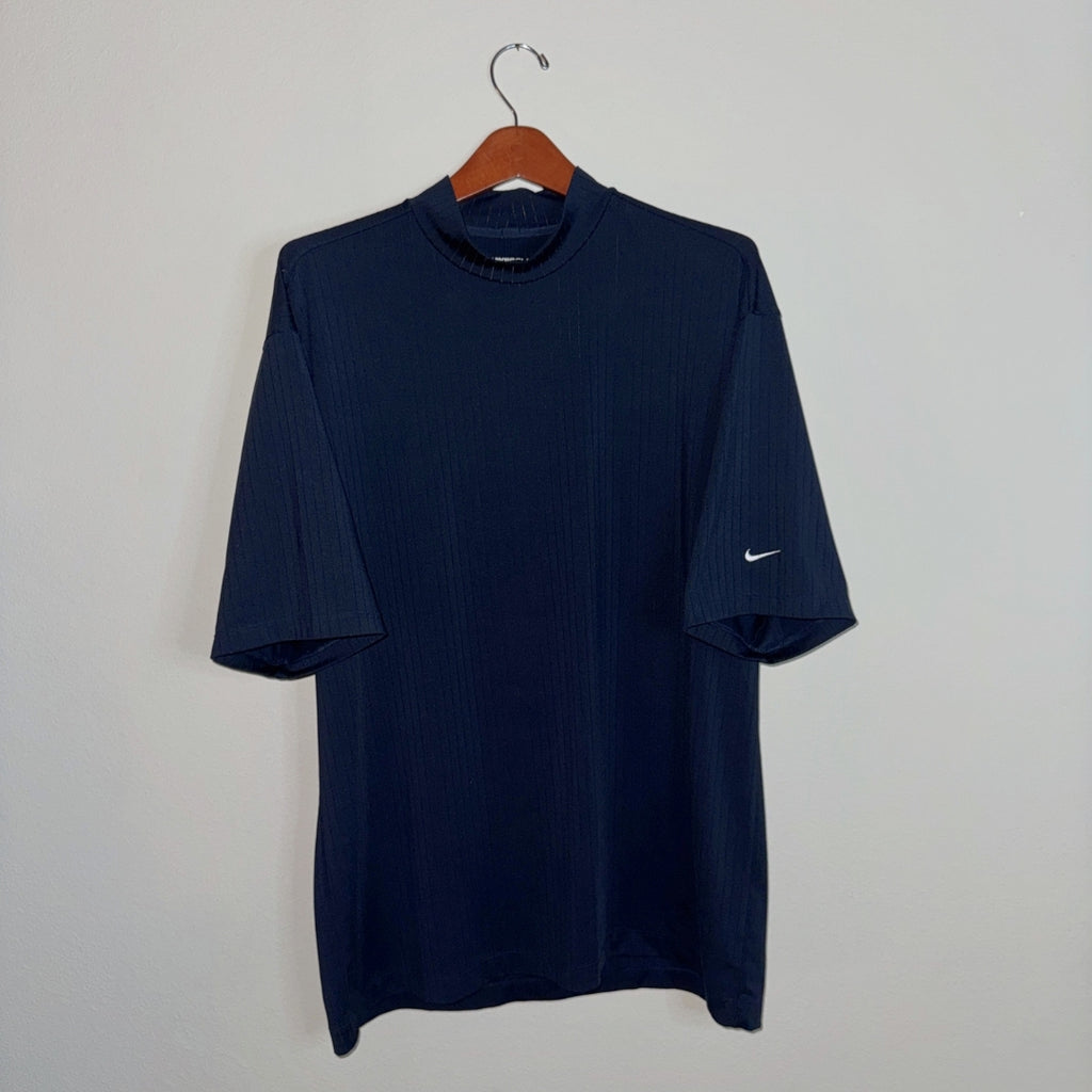 Nike FitDRY Mock Neck Striped Athletic Shirt