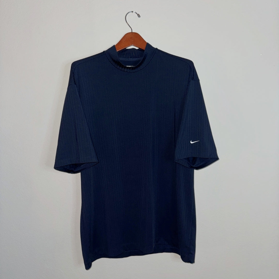 Nike FitDRY Mock Neck Striped Athletic Shirt