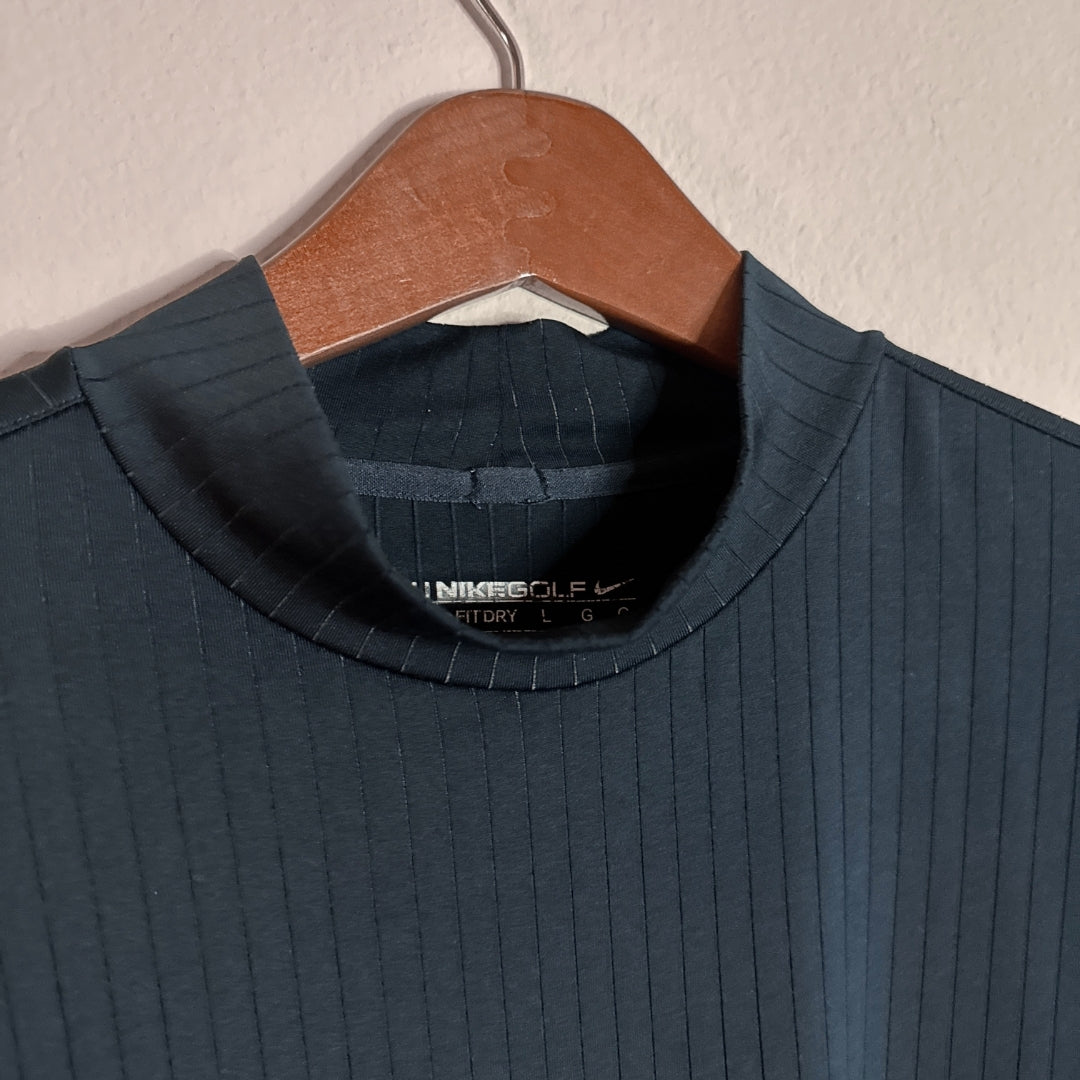Nike FitDRY Mock Neck Striped Athletic Shirt