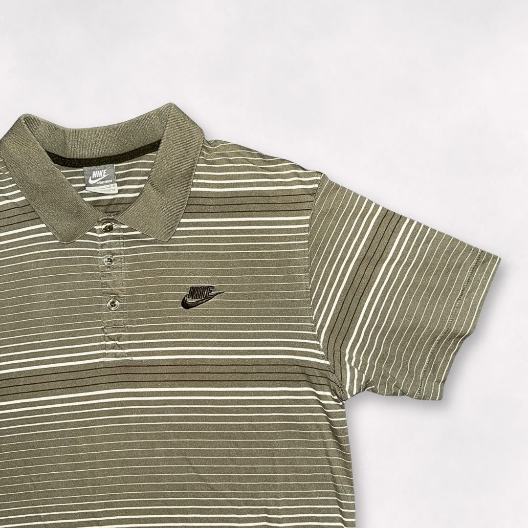 Nike Green Striped Classic Cotton Polo