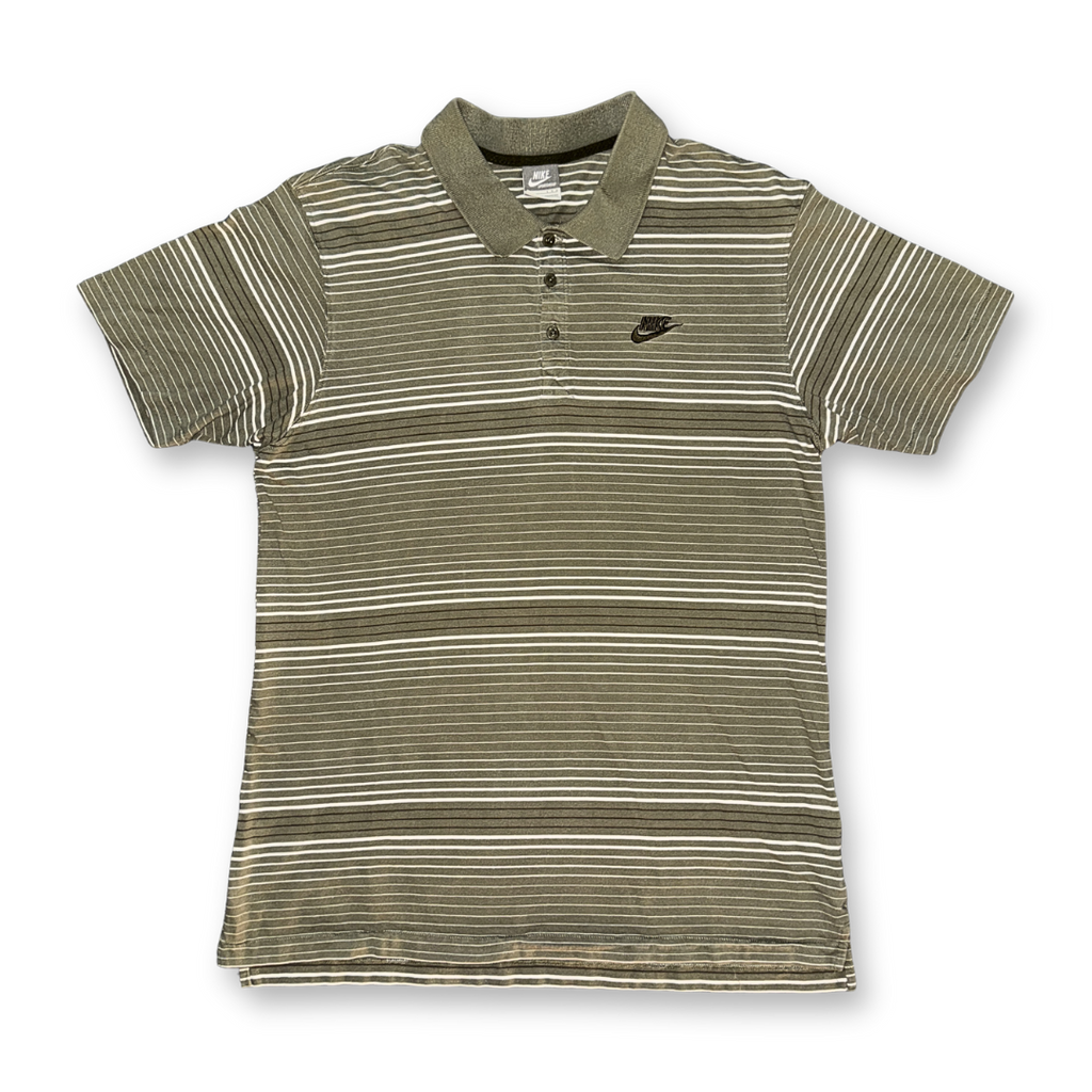 Nike Green Striped Classic Cotton Polo