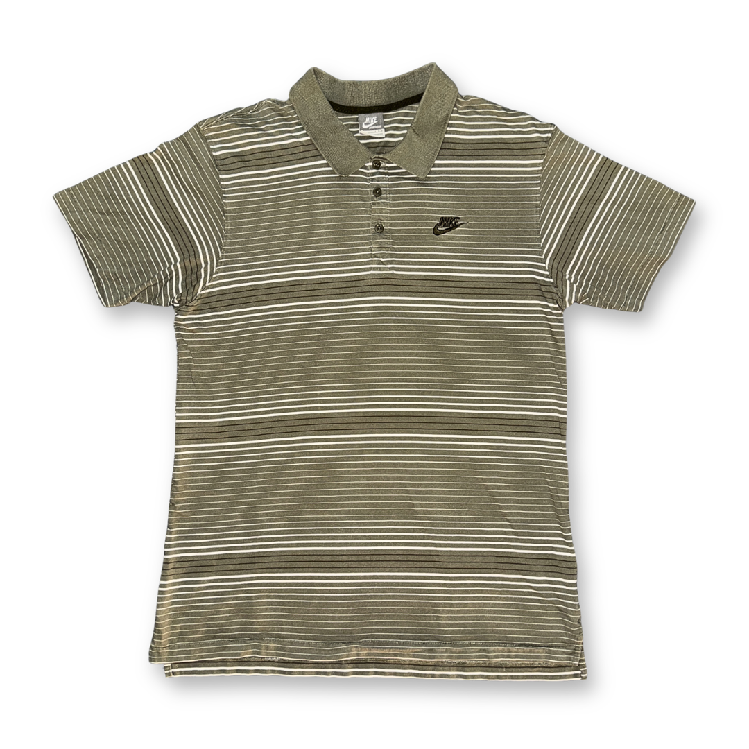 Nike Green Striped Classic Cotton Polo