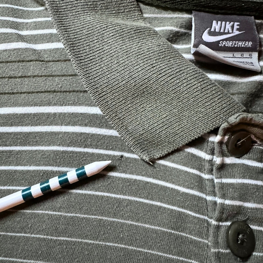 Nike Green Striped Classic Cotton Polo