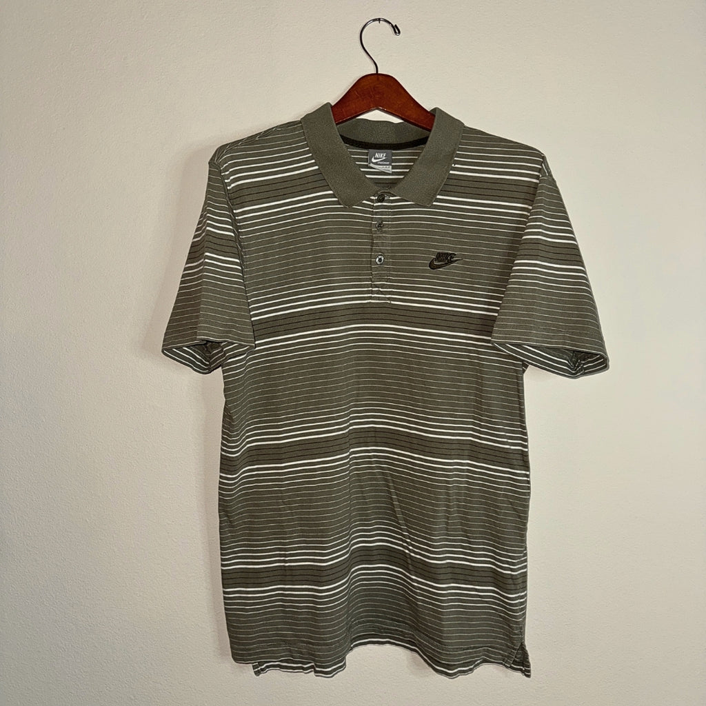 Nike Green Striped Classic Cotton Polo