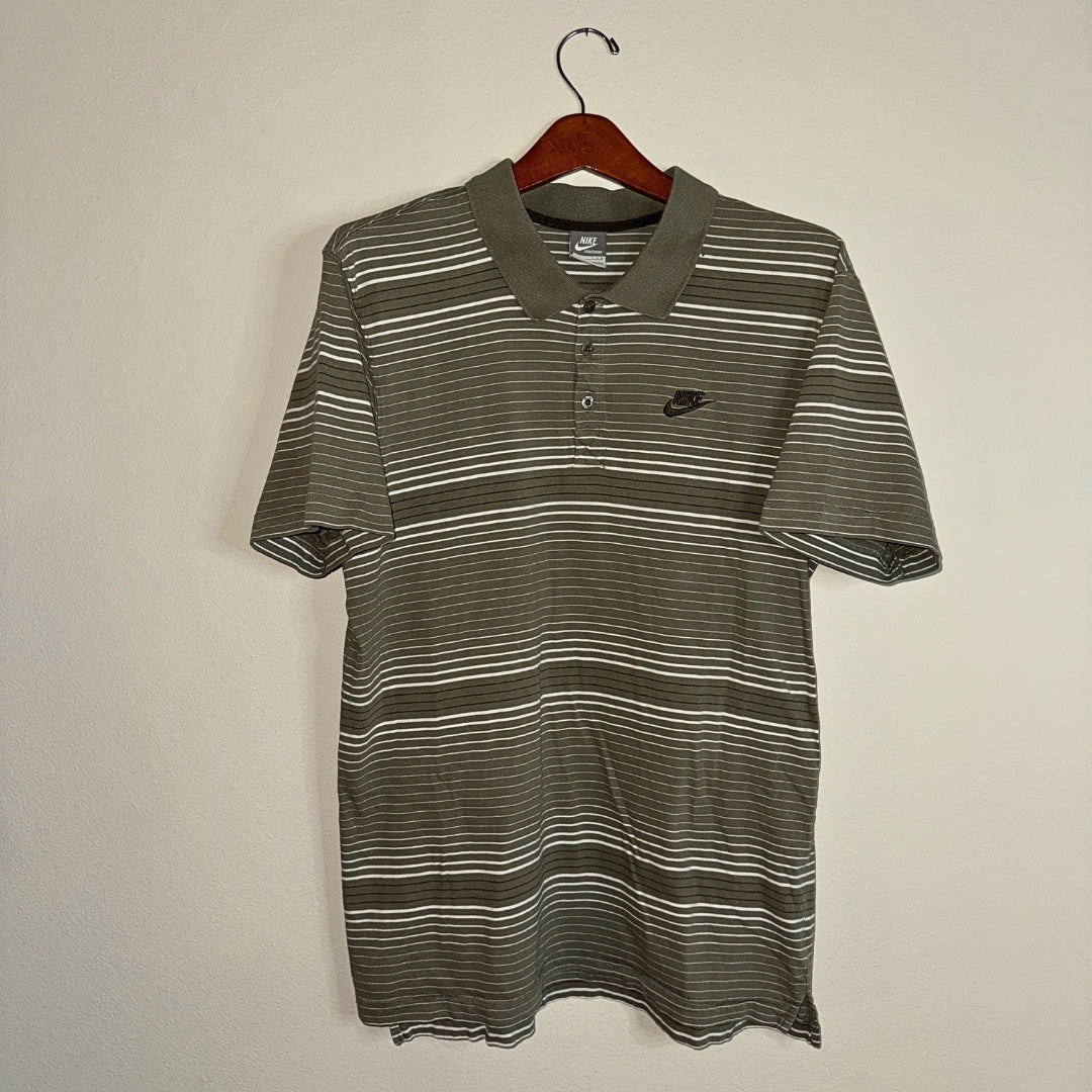 Nike Green Striped Classic Cotton Polo