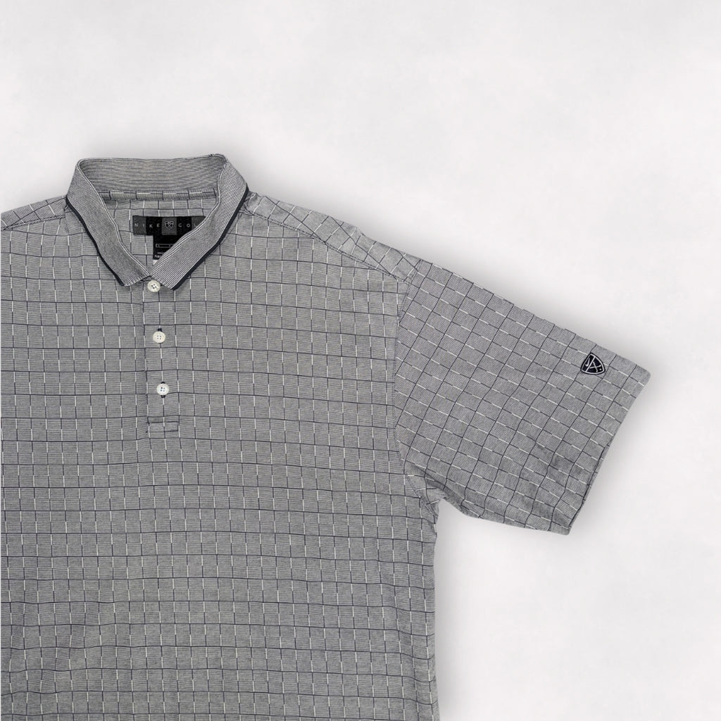 Nike Shield Checkered Grid Pattern Polo