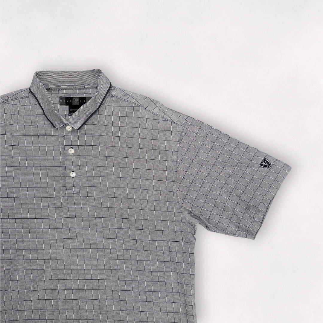 Nike Shield Checkered Grid Pattern Polo