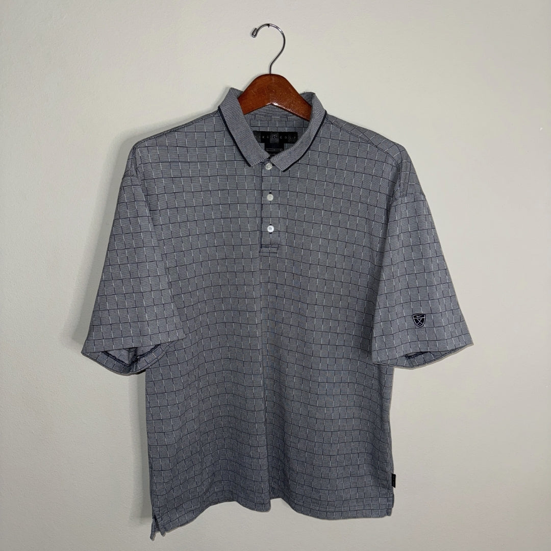 Nike Shield Checkered Grid Pattern Polo