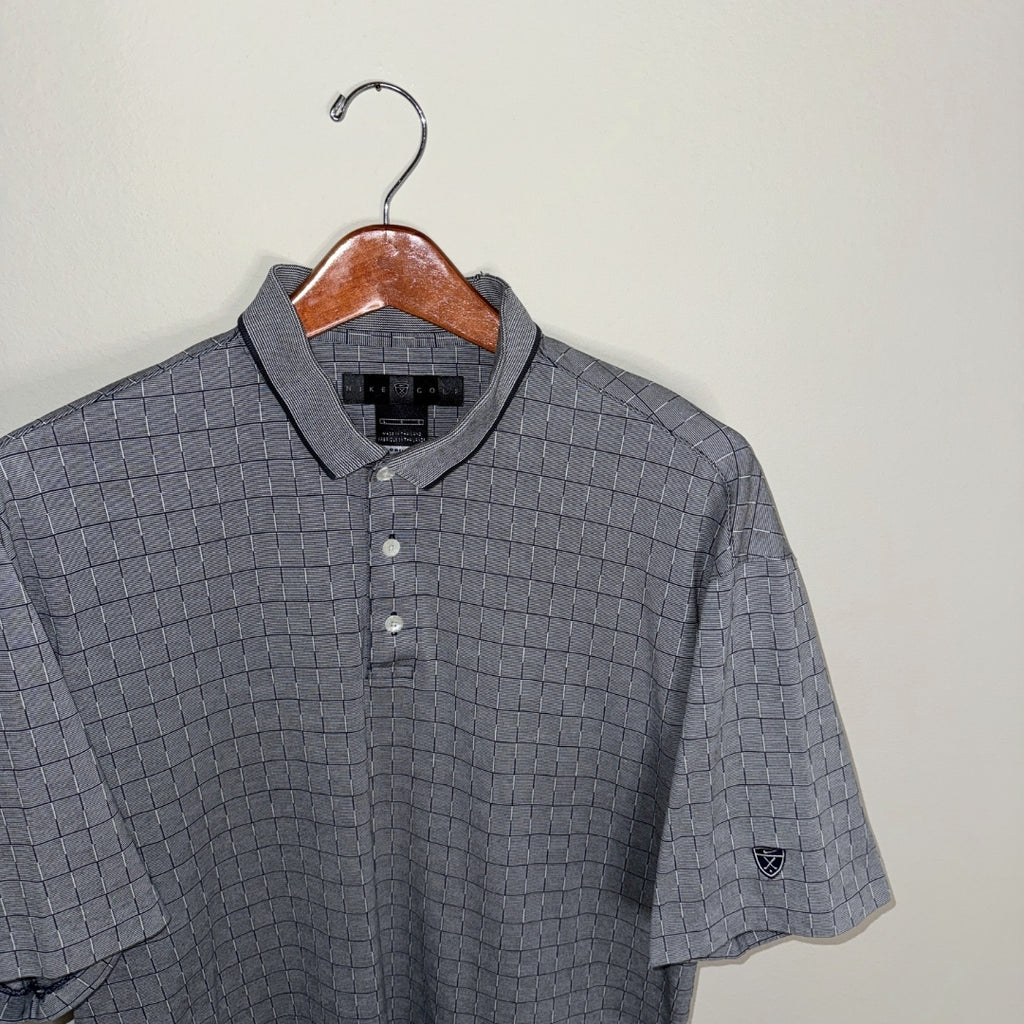 Nike Shield Checkered Grid Pattern Polo