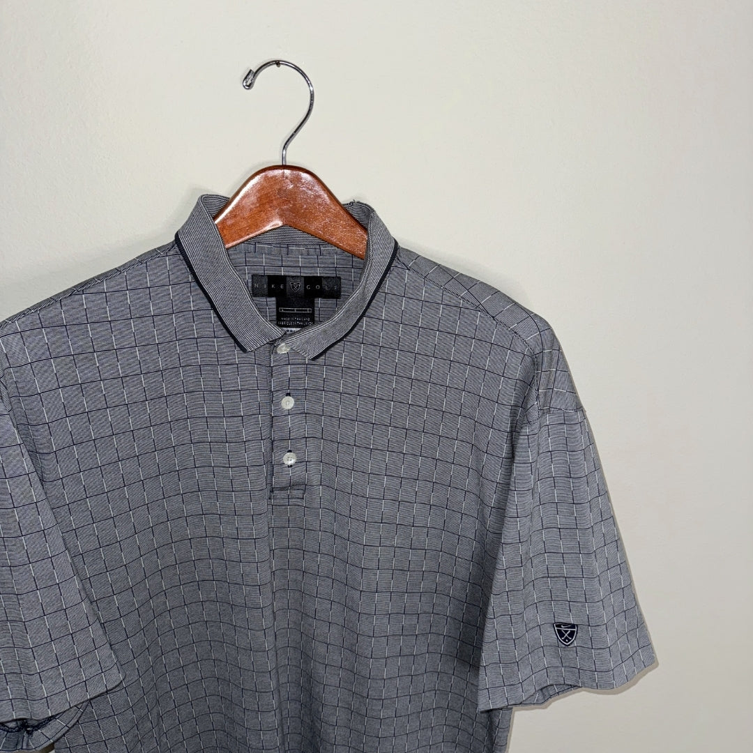 Nike Shield Checkered Grid Pattern Polo