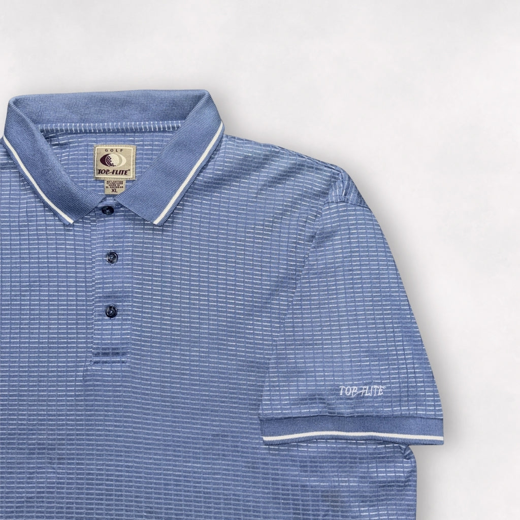 Top Flite Blue/White/Silver Textured Vintage Polo
