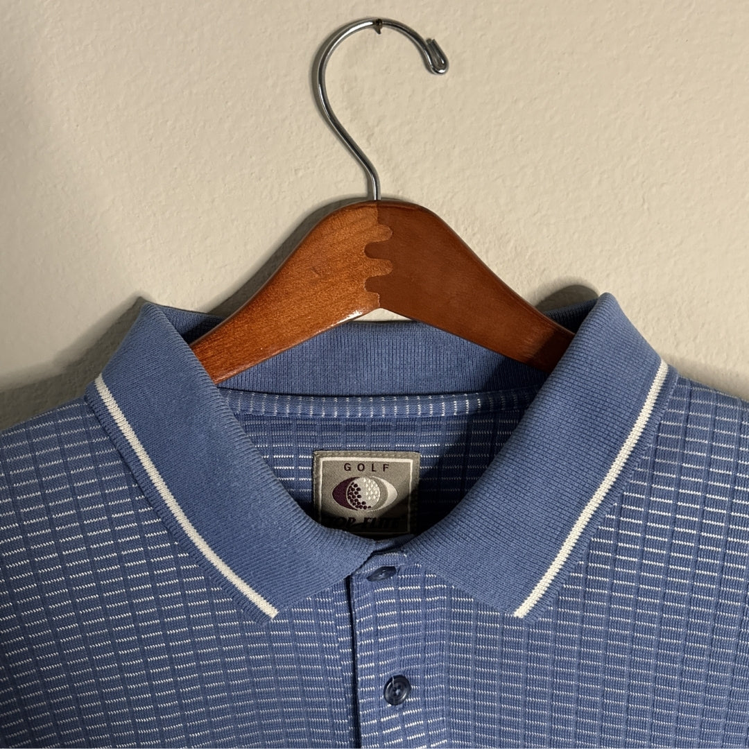Top Flite Blue/White/Silver Textured Vintage Polo